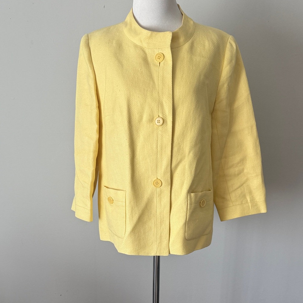 Talbots Linen Lined Yellow Women's Jacket sz 10
